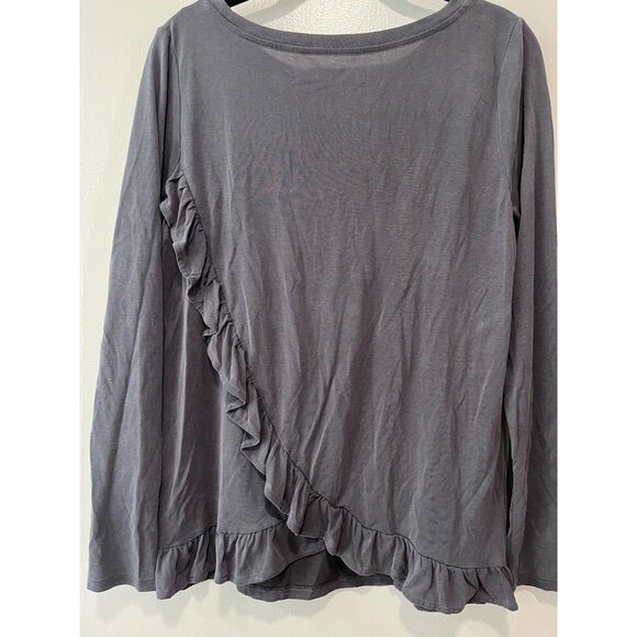 Loft‎ Gray Long Sleeve Ruffled Womens Top Size S - Picture 5 of 9